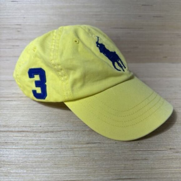 POLO RALPH LAUREN Big Pony Baseball Cap Hat Yellow/Blue | Box Shipping | - Picture 3 of 7